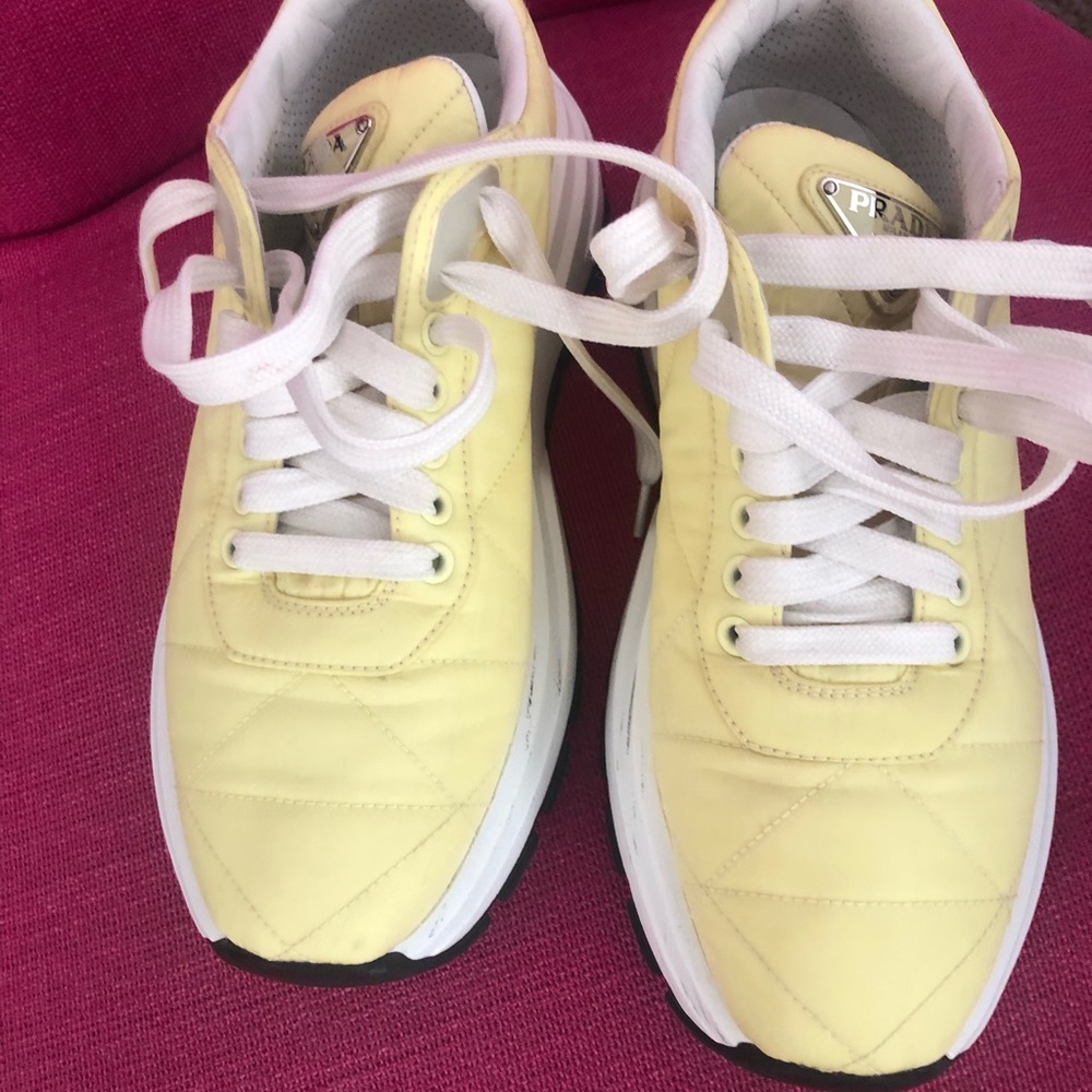 Prada Yellow Nylon Quilted Sneakers Size 36 - Picture 10 of 10
